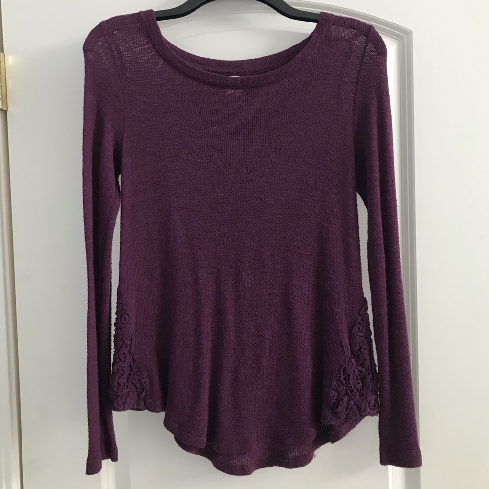 Purple Sweater with Lace Accents